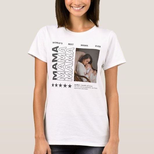 ワールド最高のママタイポグラフィとカスタム写真 Tシャツ (正面)