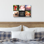 ワールド最高のママ5フォトコラージブラックと金ゴールド キャンバスプリント (インサイチュ (寝室))