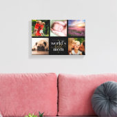 ワールド最高のママ5フォトコラージブラックと金ゴールド キャンバスプリント (インサイチュ (リビング))