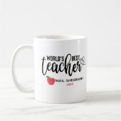 ワールド最高の先生グリッターレッドアップルパーソナライズされた コーヒーマグカップ (左)