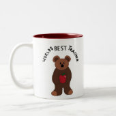 ワールド最高の先生テディベア ツートーンマグカップ (左)