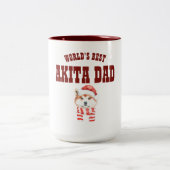 ワールド最高のAKITA DOGパパ – かわいいイラストレーション ツートーンマグカップ (中央)