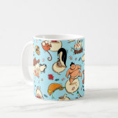 ワールド疑問に思:カラフル青のパターン。 コーヒーマグカップ (正面左)