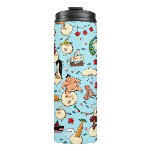 ワールド疑問に思:カラフル青のパターン。 タンブラー (正面)