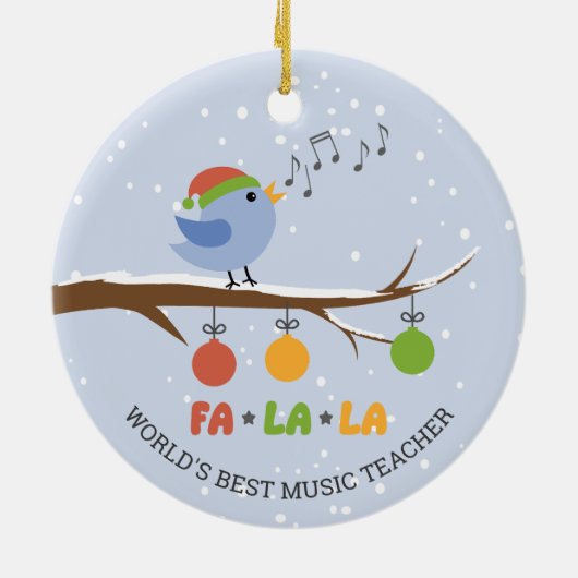ワールド音楽最高の先生歌う鳥のパーソナライズ セラミックオーナメント (裏面)