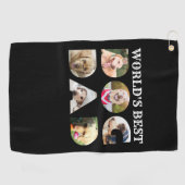 ワールド·ドッグ·最高のパパ6フォトコラージュ·ブラック ゴルフタオル (横)