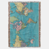 ワールド、メルカトルの投影 スローブランケット (正面縦)