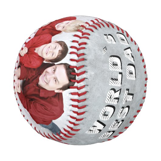 ワールド`最高のパパ名2フォトコラージュ 野球ボール (アングル)