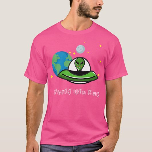 ワールドUfoデイエイリアンビジットアース宇宙Sci-Fiシャツ Tシャツ (正面)