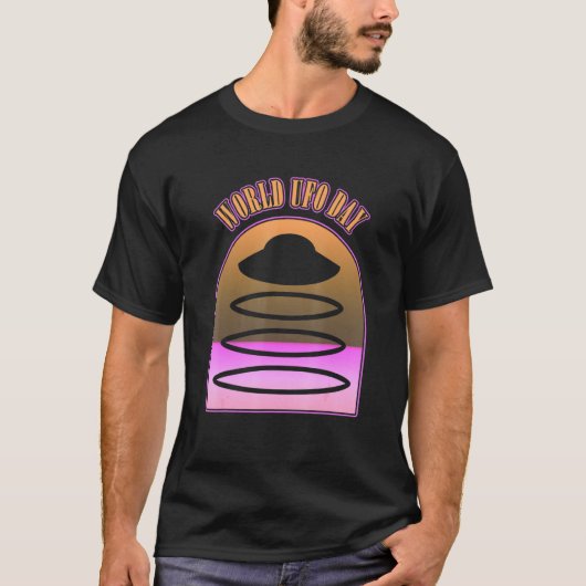 ワールドUFOデイエイリアン拉致宇宙船の未来的 Tシャツ (正面)