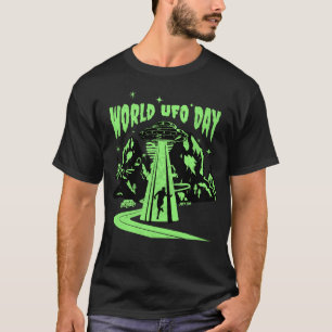 ワールドUFOデー飛んでいるソーサー Tシャツ