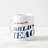 ワール最高のズ先生 |個人用設定可能な名前 コーヒーマグカップ (正面左)