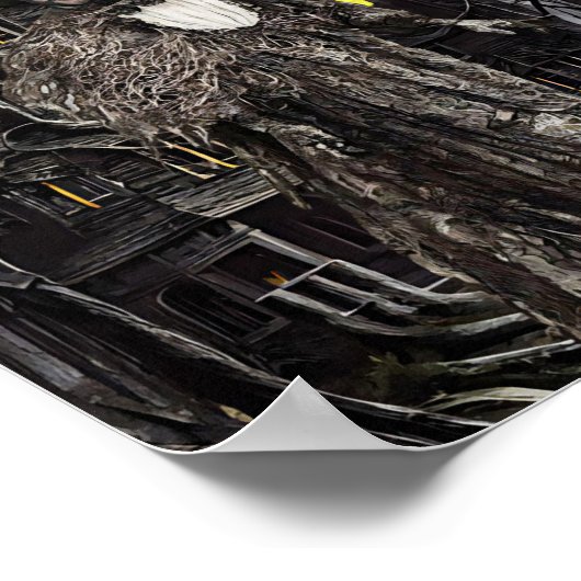 ワーロック男の魔女の家幽霊のよく出るのファンタジーダークアート ポスター (角)