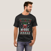 ワ救イン飲みおもしろいワインクリスマス醜い Tシャツ (正面フル)