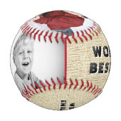 ワ素朴ールド`最高のパパ名2フォトコラージュ 野球ボール (正面)