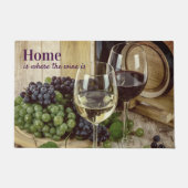 ワ素朴赤と白イングラス葡萄の樽 ドアマット (正面)