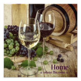 ワ素朴赤と白イングラス葡萄の樽 フォトプリント           
