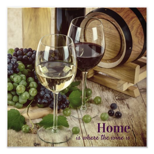 ワ素朴赤と白イングラス葡萄の樽 フォトプリント            (正面)