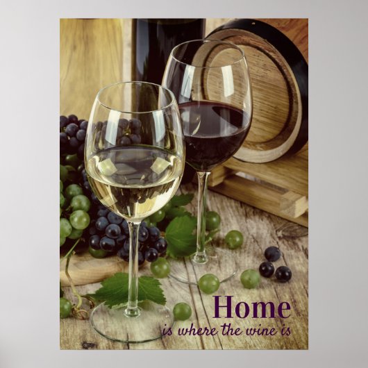 ワ素朴赤と白イングラス葡萄の樽 ポスター (正面)