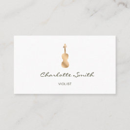 ヴァイオリスト金ゴールドエレガントミュージシャンホワイト 名刺