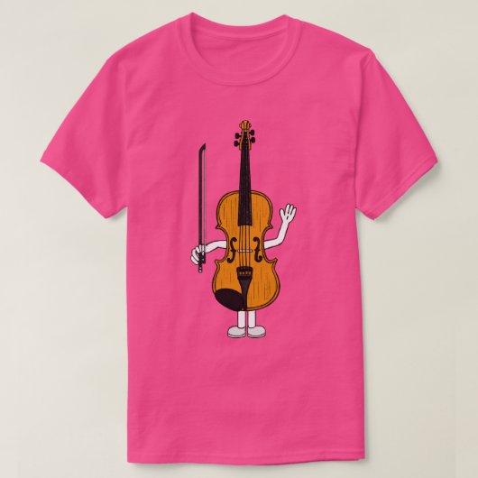 ヴァイオリンおもしろいキャラクターヴァイオリン弦先生フー Tシャツ (デザイン正面)
