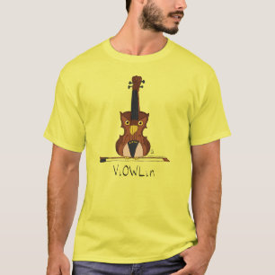 ヴァイオリンおもしろいフクロウかわいいキッズミュージック Tシャツ