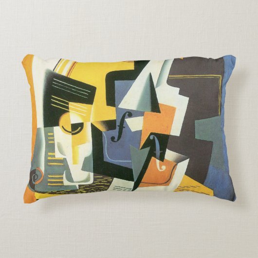 ヴァイオリンとグラスbyフアン・グリス，ヴィンテージ・キュービズム アクセントクッション (正面)