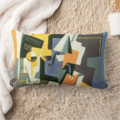 ヴァイオリンとグラスbyフアン・グリス，ヴィンテージ・キュービズム ランバークッション (ブランケット)