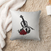 ヴァイオリンとバラシルバー クッション (ブランケット)