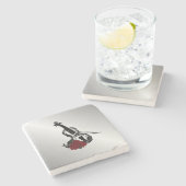 ヴァイオリンとバラシルバー ストーンコースター (横)