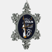 ヴァイオリンなしの休日Bフラット スノーフレークピューターオーナメント (左)