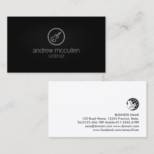 ヴァイオリンのアイコンミュージシャン名刺 名刺 (正面/裏面)