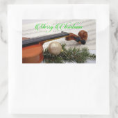 ヴァイオリンのクリスマスミュージック 長方形シール (バッグ)