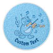 ヴァイオリンのセラミックノブ付きブルー猫 セラミックノブ (正面)