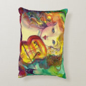 ヴァイオリンの女の子、バイオリンと猫 アクセントクッション (裏面(縦))