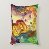 ヴァイオリンの女の子、バイオリンと猫 アクセントクッション (正面(垂直))