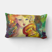 ヴァイオリンの女の子、バイオリンと猫 ランバークッション (裏面)