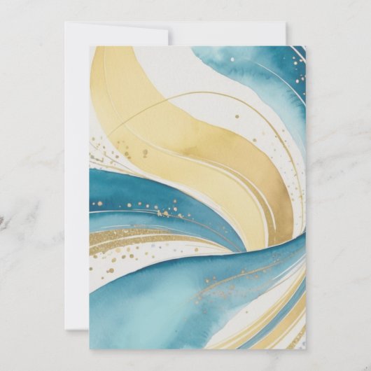 ヴァイオリンの水の色の渦巻き音楽をテーマにした誕生日 カード (裏面)