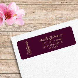 ヴァイオリンエレガントスクリプト音楽先生モダン ラベル