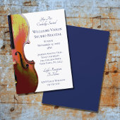 ヴァイオリンエレガントミュージックリサイタルブルー招待状 招待状