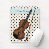 ヴァイオリンオンブラック&アイボリー水玉模様カスタム（青） マウスパッド (マウス)