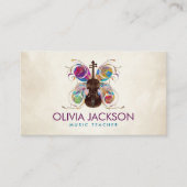 ヴァイオリンカラフル蝶 – 水色 名刺 (正面)