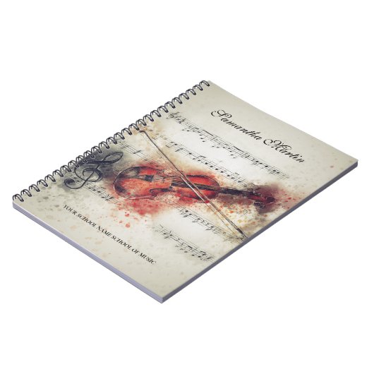 ヴァイオリンシート音楽の水の色絵画's ノートブック (左側)