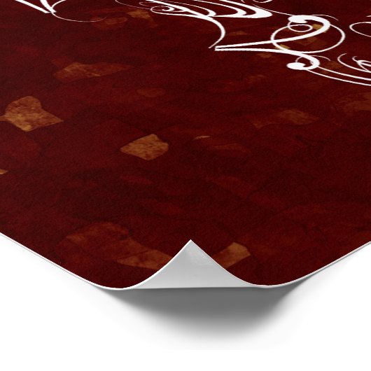 ヴァイオリンスクラウホワイトオン深い赤い大きな斑点 ポスター (角)