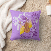 ヴァイオリンパープルフローラスワール装飾用クッション クッション (ブランケット)