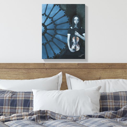 ヴァイオリンビクトリアンダークファンタジーを持つゴシック色の少女 キャンバスプリント (インサイチュ (寝室))
