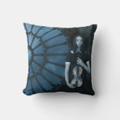 ヴァイオリンビクトリアンダークファンタジーを持つゴシック色の少女 クッション (正面)