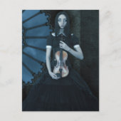 ヴァイオリンビクトリアンダークファンタジーを持つゴシック色の少女 ポストカード (正面)