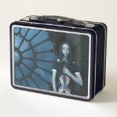 ヴァイオリンビクトリアンダークファンタジーを持つゴシック色の少女 メタルランチボックス (裏面)