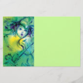 ヴァイオリンピエロイングリーンヴェネツィアカーニバル顔 便箋 (正面)